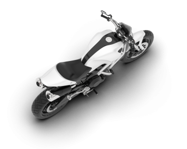 Beyaz arkaplanda motosiklet