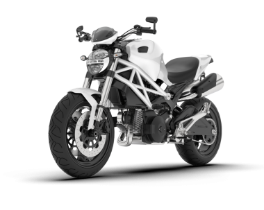 Beyaz arka plan üzerinde motosiklet