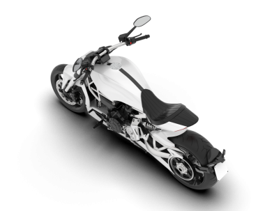 Beyaz arka planda siyah motosiklet