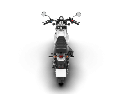 Modern siyah motosiklet beyaz arka planda izole edilmiş.