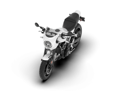 Beyaz arka planda siyah motosiklet