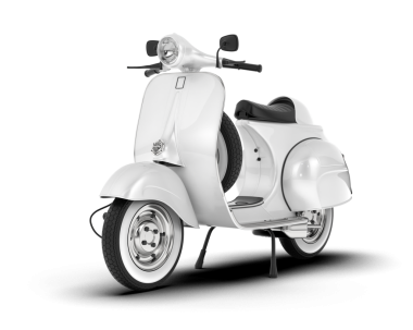 Beyaz arka plan üzerinde beyaz scooter