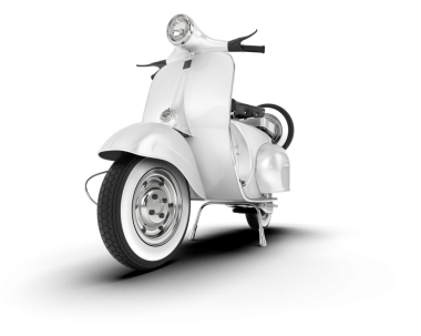 Scooter üzerinde beyaz izole