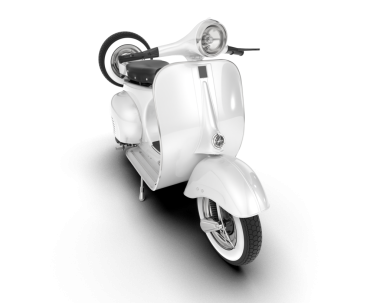 Beyaz arka planda izole edilmiş klasik scooter. 3d illüstrasyon