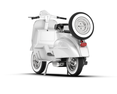 beyaz arka planda kırpma yolu olan beyaz scooter