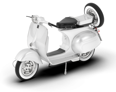Beyaz arka planda scooter. 3d oluşturma