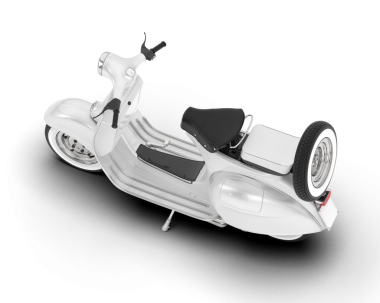 Beyaz arka planda modern scooter. 3d oluşturma