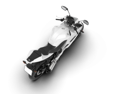 Motosiklet beyaz arkaplanda izole edildi. 3 boyutlu görüntüleme