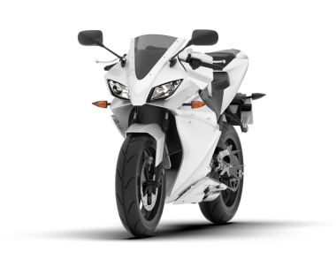 Beyaz arka planda izole edilmiş beyaz modern motosiklet. 3d illüstrasyon