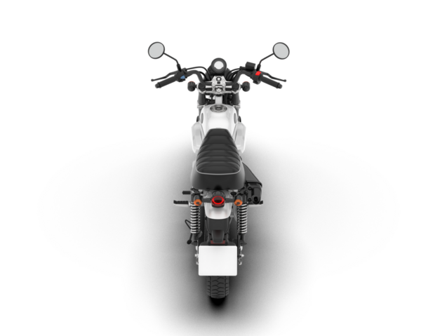 Modern siyah motosiklet beyaz arka planda izole edilmiş.