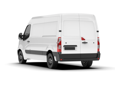 Beyaz arka planda izole edilmiş beyaz modern minibüs, 3 boyutlu görüntüleme