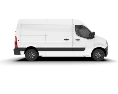 Beyaz minibüs beyaz arkaplanda izole edildi