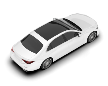 Beyaz arka planda izole edilmiş modern lüks beyaz araba. 3 Boyutlu Hazırlama