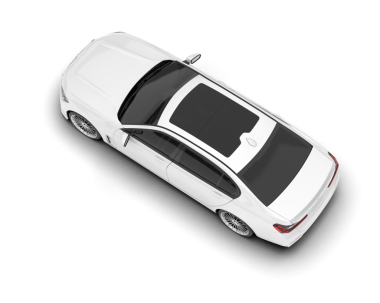 Beyaz arkaplanda izole edilmiş bir arabanın 3 boyutlu görüntülenmesi