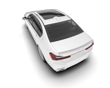 Beyaz modern araba siyah arka planda izole edilmiş. 3d illüstrasyon.