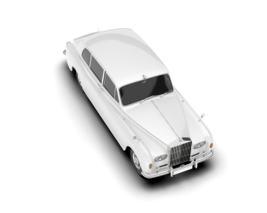 Beyaz arka planda izole edilmiş beyaz bir vintage arabanın 3 boyutlu görüntüsü