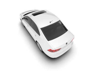 Beyaz arka planda izole edilmiş beyaz araba. 3d model resimleme