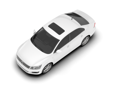 Boş ekranlı modern beyaz araba. Beyaz arkaplanda 3 boyutlu görüntüleme izole edildi