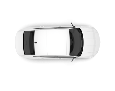 Beyaz arka planda bir araba. 3D illüstrasyon, 3D canlandırma.