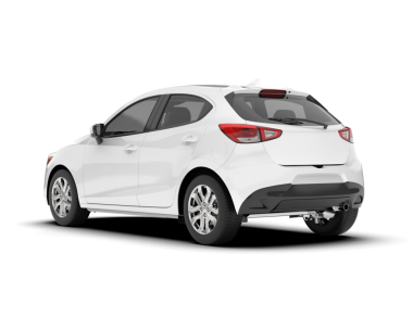 Beyaz arka planda beyaz bir araba. 3d illüstrasyon