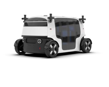 Gri arka planda izole edilmiş küçük elektrikli araba. 3d oluşturma.