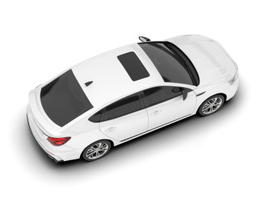 Siyah sırtı olan beyaz bir araba. 3d oluşturma