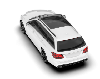 Beyaz arka planda izole edilmiş modern beyaz bir yolcu vagonunun 3 boyutlu görüntüsü