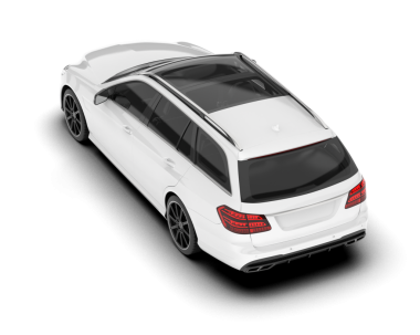 Beyaz arka planda izole edilmiş beyaz bir araba. 3d illüstrasyon