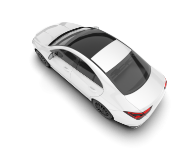 Beyaz izole edilmiş uzun kuyruklu beyaz spor araba.