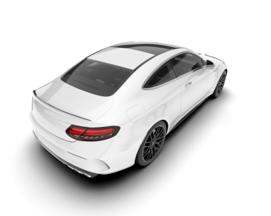 Beyaz arka planda 3 boyutlu lüks sedan araba görüntüsü