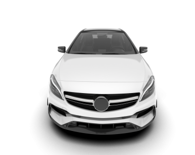 Beyaz arka planda izole edilmiş gerçekçi beyaz bir araba. 3D görüntüleme. 3d illüstrasyon.