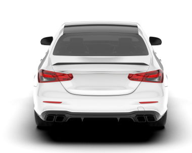 Beyaz arka planda modern bir araba. 3D görüntüleme - illüstrasyon