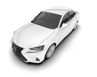 Beyaz arka planda izole edilmiş gerçekçi bir araba.