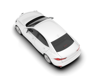 Beyaz üzerine izole edilmiş boş siyah bir arabanın 3 boyutlu görüntüsü