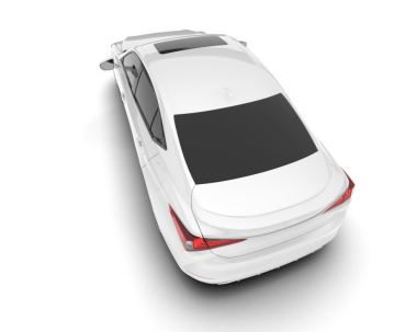 Beyaz arka planda beyaz bir araba. Yan görünüş. 3d oluşturma.