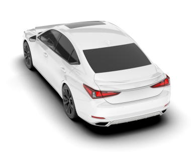 Beyaz arka planda izole edilmiş modern beyaz araba. 3d oluşturma.