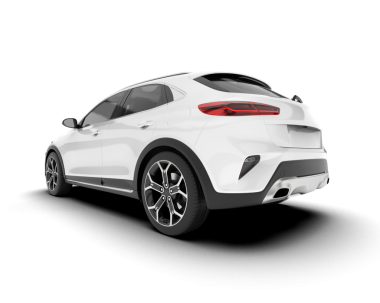 Modern araba arka planda izole edilmiş. 3D görüntüleme - illüstrasyon