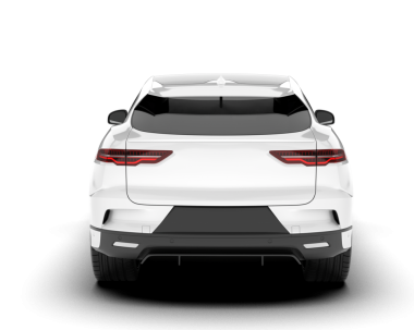 Beyaz arkaplanda izole edilmiş beyaz araba - ön görünüm