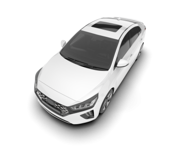 Beyaz arka planı olan beyaz bir araba..