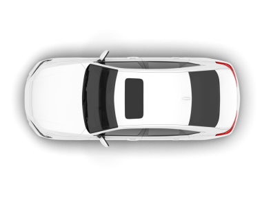 Beyaz arka planda bir araba. en üstteki görünüm.