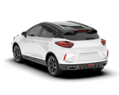 Modern SUV arabası beyaz üzerine. 3 Boyutlu Hazırlama.