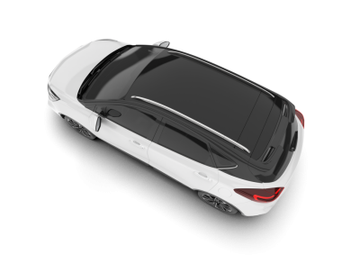 Beyaz arka planda izole edilmiş beyaz bir arabanın 3 boyutlu görüntüsü.