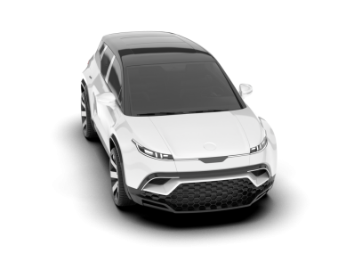 Beyaz araba izole edilmiş arka plan. 3 boyutlu illüstrasyon. Hazırlama