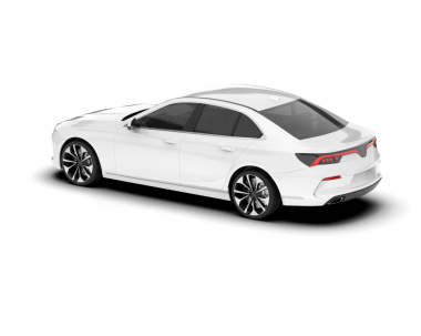 Beyaz arka planda modern bir araba. 3d oluşturma.