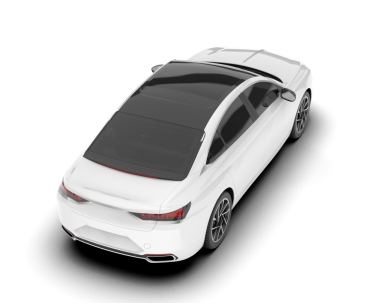 Beyaz, modern bir araba, beyaz bir arka planda, yansımalı. 3d oluşturma