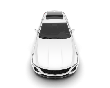 Gerçekçi bir araba. Ön görünüm beyaz arkaplanda izole edildi. 3d illüstrasyon