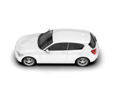 Beyaz arka planda beyaz renkli sedan araba izole edildi