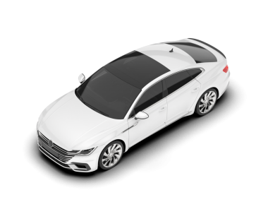 Siyah arka planda gerçekçi beyaz bir araba. 3d oluşturma