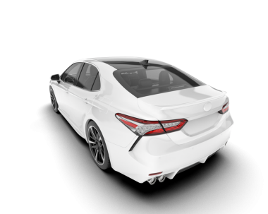 Beyaz arka planda izole edilmiş beyaz modern araba. 3 boyutlu resimleme