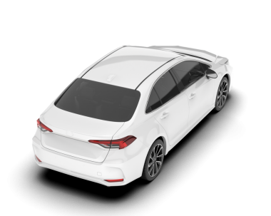 Beyaz arka planda 3 boyutlu izole edilmiş beyaz bir araba. 3d illüstrasyon